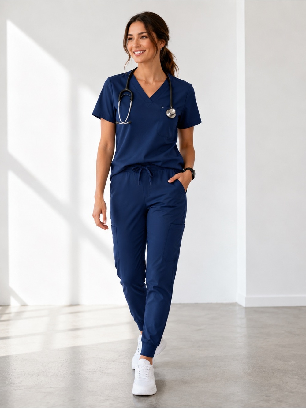 Carhartt Womens Force Cross-Flex Cargo Jogger Scrub Pant Reg L Blue C53110